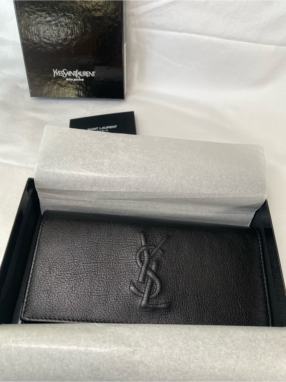 Yves Saint Laurent Black Leather YSL Belle Du Jour BDJ wallet